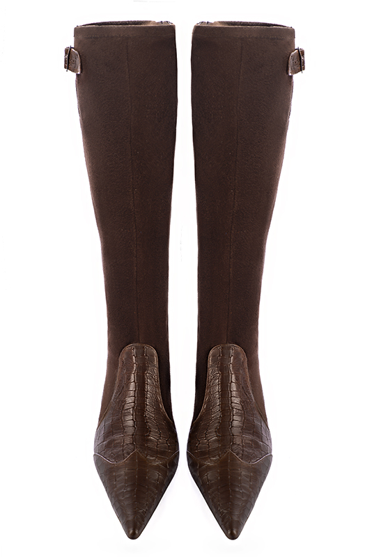 Flat pointed cheap knee high boots